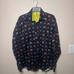 WWE x Claudio Lugli Ultimate Warrior Button Down Shirt, Size Large - NWT